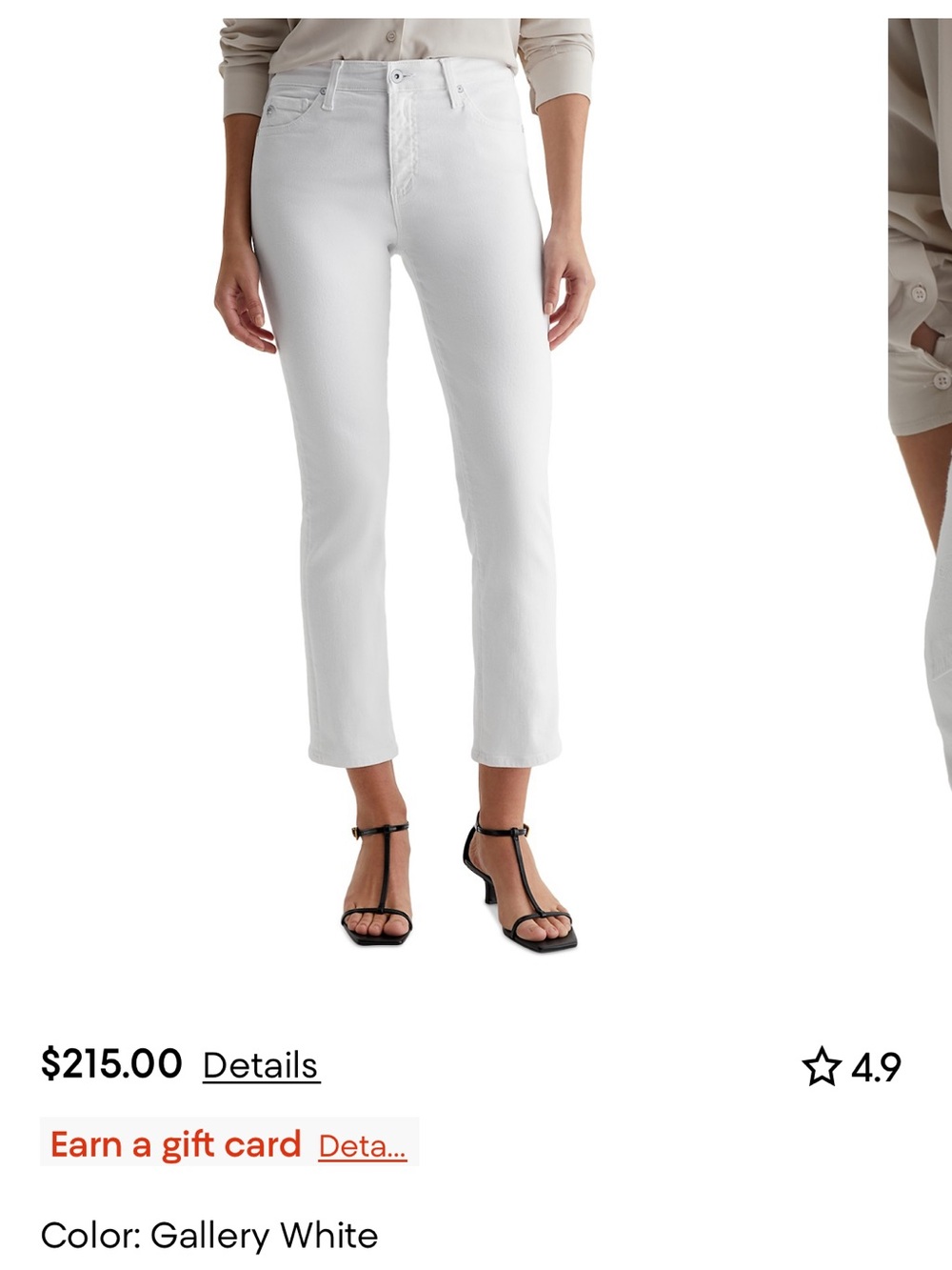 AG Adriano Goldschmied Gallery White Cropped Straight Jeans